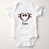 Koperdubbele-Bass Clef Heart Gepersonaliseerd Romper (Voorkant)