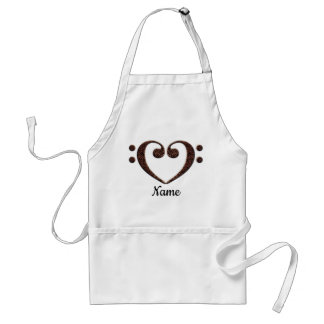 Koperdubbele-Bass Clef Heart Gepersonaliseerd Standaard Schort