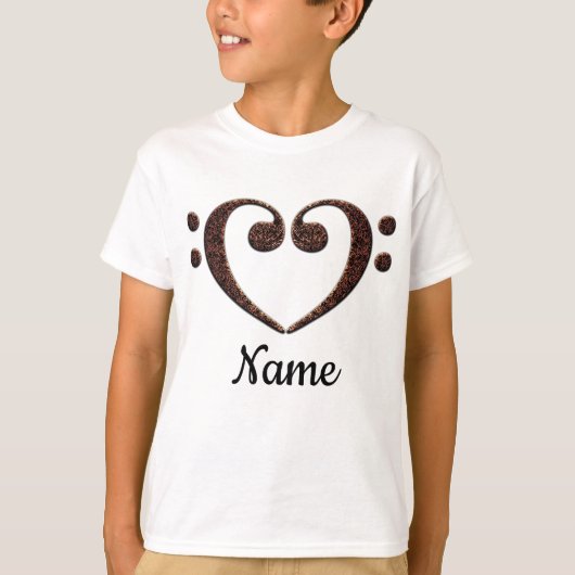Koperdubbele-Bass Clef Heart Gepersonaliseerd T-shirt (Voorkant)