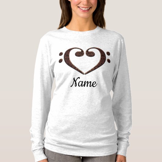Koperdubbele-Bass Clef Heart Gepersonaliseerd T-shirt (Voorkant)