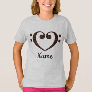 Koperdubbele-Bass Clef Heart Gepersonaliseerd T-shirt