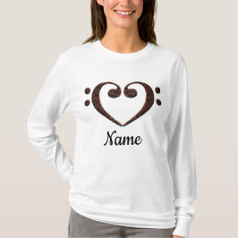 Koperdubbele-Bass Clef Heart Gepersonaliseerd T-shirt