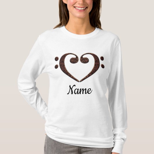 Koperdubbele-Bass Clef Heart Gepersonaliseerd T-shirt (Voorkant)