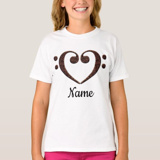 Koperdubbele-Bass Clef Heart Gepersonaliseerd T-shirt (Voorkant)