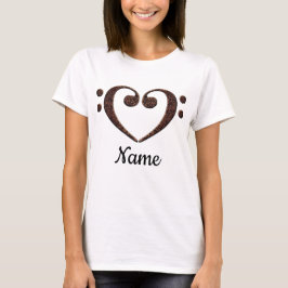 Koperdubbele-Bass Clef Heart Gepersonaliseerd T-shirt