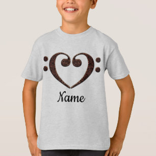 Koperdubbele-Bass Clef Heart Gepersonaliseerd T-shirt