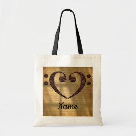Koperdubbele-Bass Clef Heart Gepersonaliseerd Tote Bag