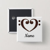 Koperdubbele-Bass Clef Heart Gepersonaliseerd Vierkante Button 5,1 Cm (Voorkant /achterkant)