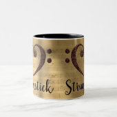 Koperdubbele-bass Clef Heart Strumstick Tweekleurige Koffiemok (Center)