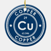 Koperelement blauw keramisch Ornament (Achterkant)