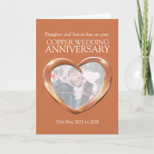 Koperen 7de huwelijksjubileum fotokaart kaart
