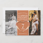 Koperen 7e huwelijksverjaardag hartfeest kaart (Voorkant)