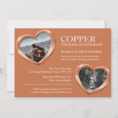 Koperen 7e huwelijksverjaardag hartfeest kaart (Achterkant)