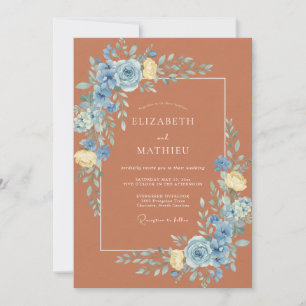 Koperen Azure Ranunculus Eucalyptus Bruiloft Kaart