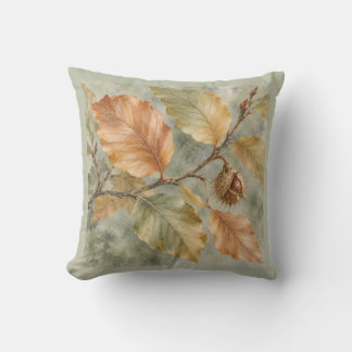Koperen Beukenbladeren Salie Botanische Aquarel Kussen