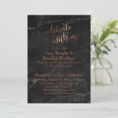 Koperen Black Marble Feest met Ons Receptie Kaart (Staand voorkant)