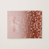 Koperen Blush Confetti Glitter Ombre Monogram Legpuzzel (Horizontaal)
