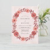 Koperen Blush Krans Bruiloft Kaart (Staand voorkant)