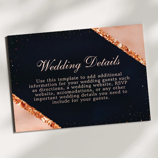 Koperen Blush Roze Marine Geometrische Details Kaa Informatiekaartje