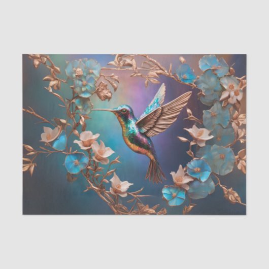 Koperen en Abalone Kolibrie Decoupage Tissue Tissuepapier (Voorkant)