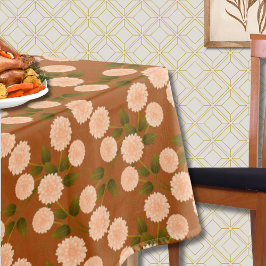 Koperen en Perzik Dahlia Gouden Art Deco Tafelklee Tafelkleed