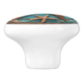 Koperen en Turquoise Zeester Keramische Knop (Zijkant)