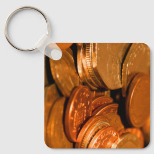 Koperen en zilveren munten sleutelhanger