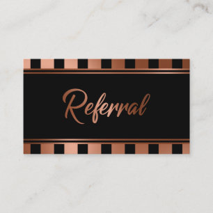 Koperen en Zwarte Verticale Strepen Referral Kaart