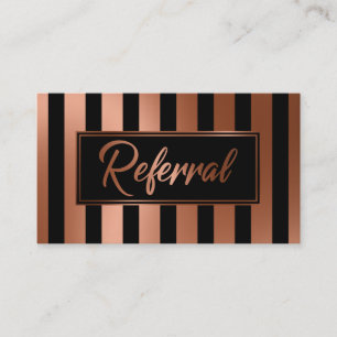 Koperen en Zwarte Verticale Strepen Referral Kaart