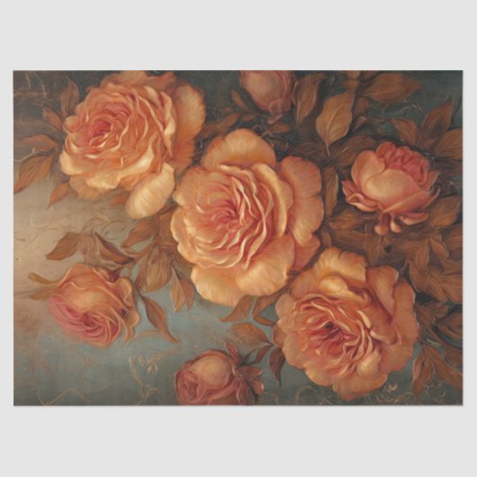 koperen Franse rozen stoffig sinaasappel faux gol Tissuepapier (Voorkant)