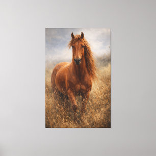 Koperen Geest   Kastanjebruine Paard   Uitgerekte  Canvas Afdruk