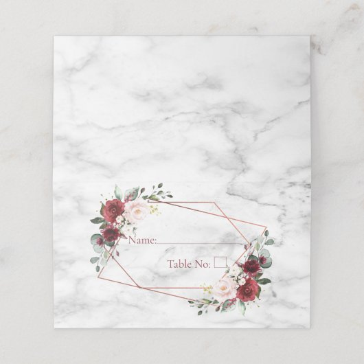 Koperen Geometrische Bourgondië Marmer Plaatskaartje (Buitenkant ongevouwen)