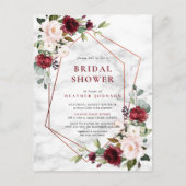 Koperen Geometrische Bourgondië Marmeren Bruilofts Aankondigingskaart (Voorkant)