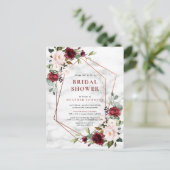 Koperen Geometrische Bourgondië Marmeren Bruilofts Aankondigingskaart (Staand voorkant)