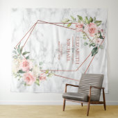 KOPEREN GEOMETRISCHE MARMER ROZE BLOEMEN WANDKLEED (In Situ (horizontaal))