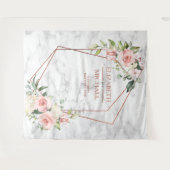 KOPEREN GEOMETRISCHE MARMER ROZE BLOEMEN WANDKLEED (Voorkant (horizontaal))