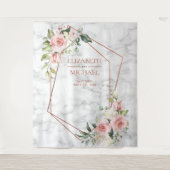 KOPEREN GEOMETRISCHE MARMER ROZE FLORAL WANDKLEED (Voorkant)