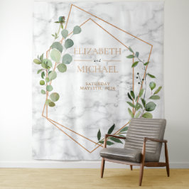 Koperen Geometrische Marmeren Eucalyptus Elegante Wandkleed