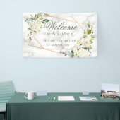 Koperen Geometrische Witte Bloemige Marmeren Bruil Spandoek (Beurs)