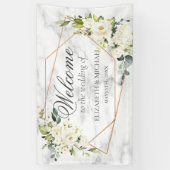 Koperen Geometrische Witte Bloemige Marmeren Bruil Spandoek (Verticaal)