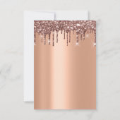 Koperen Glitter Druppels Roze Goud Bruiloft 16e Kaart (Achterkant)