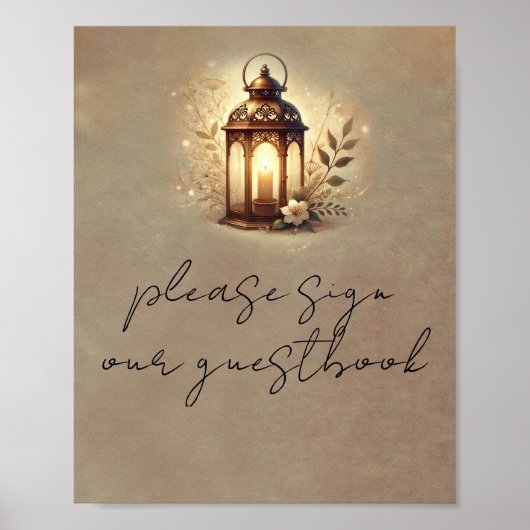 Koperen Glowing Lantern Bruiloft Tafelbord Poster (Voorkant)