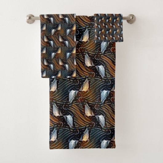 Koperen Golven Abstract Geometrisch Stroompatroon Bad Handdoek (Insitu)