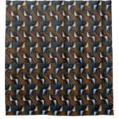Koperen Golven Abstract Geometrisch Stroompatroon Douchegordijn (Voorkant)