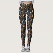 Koperen Golven Abstract Geometrisch Stroompatroon Leggings (Voorkant)