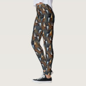 Koperen Golven Abstract Geometrisch Stroompatroon Leggings (Links)