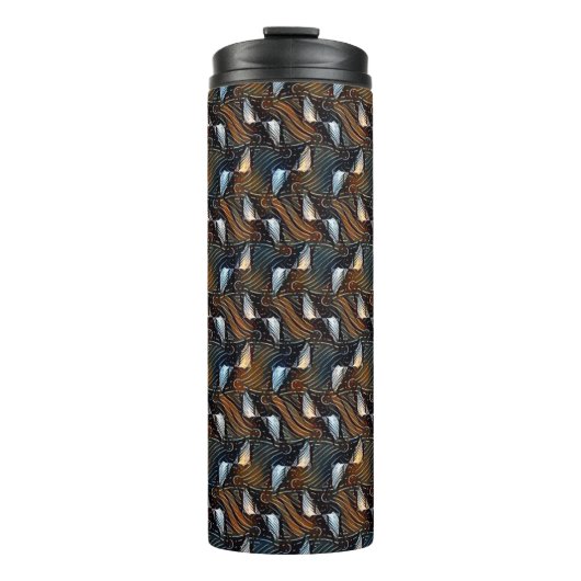 Koperen Golven Abstract Geometrisch Stroompatroon Thermosbeker (Voorkant)