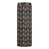 Koperen Golven Abstract Geometrisch Stroompatroon Thermosbeker (Achterkant)