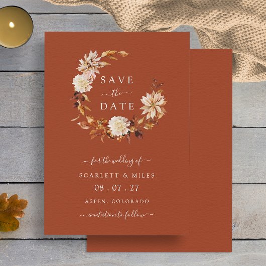 Koperen Herfstkrans Bruiloft Save The Date