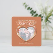 Koperen huwelijksfeest hart 7 jaar uitnodiging (Staand voorkant)